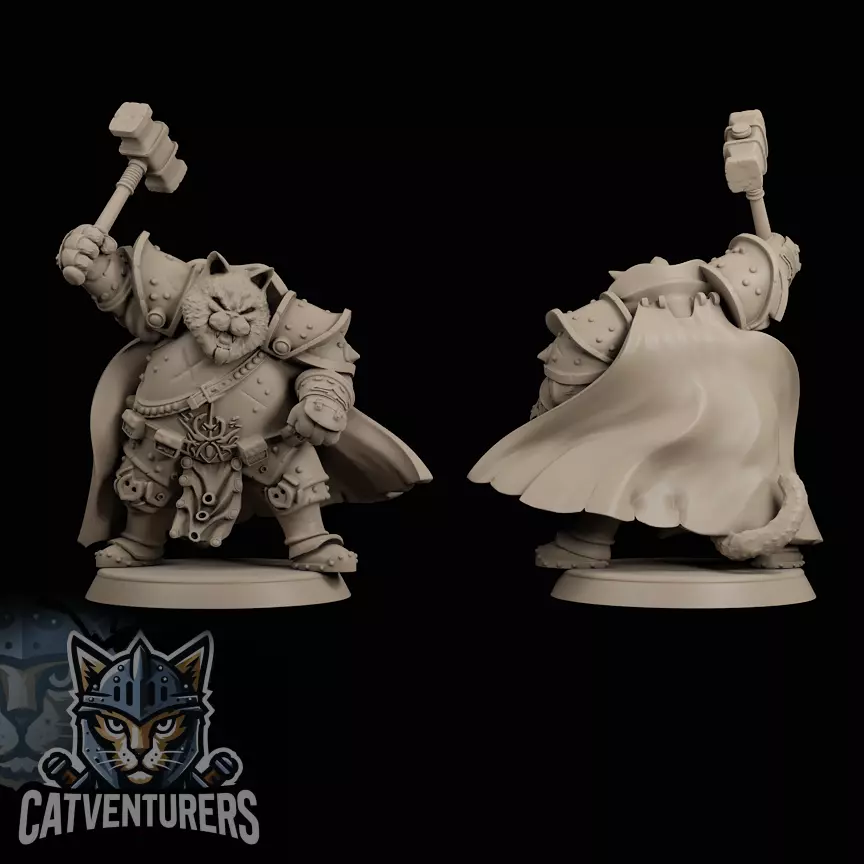 Feline Enforcer - Vossar Doompelt in battle pose 3D print model