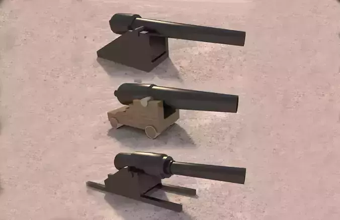 Civil War english cannons Low-poly 3D model