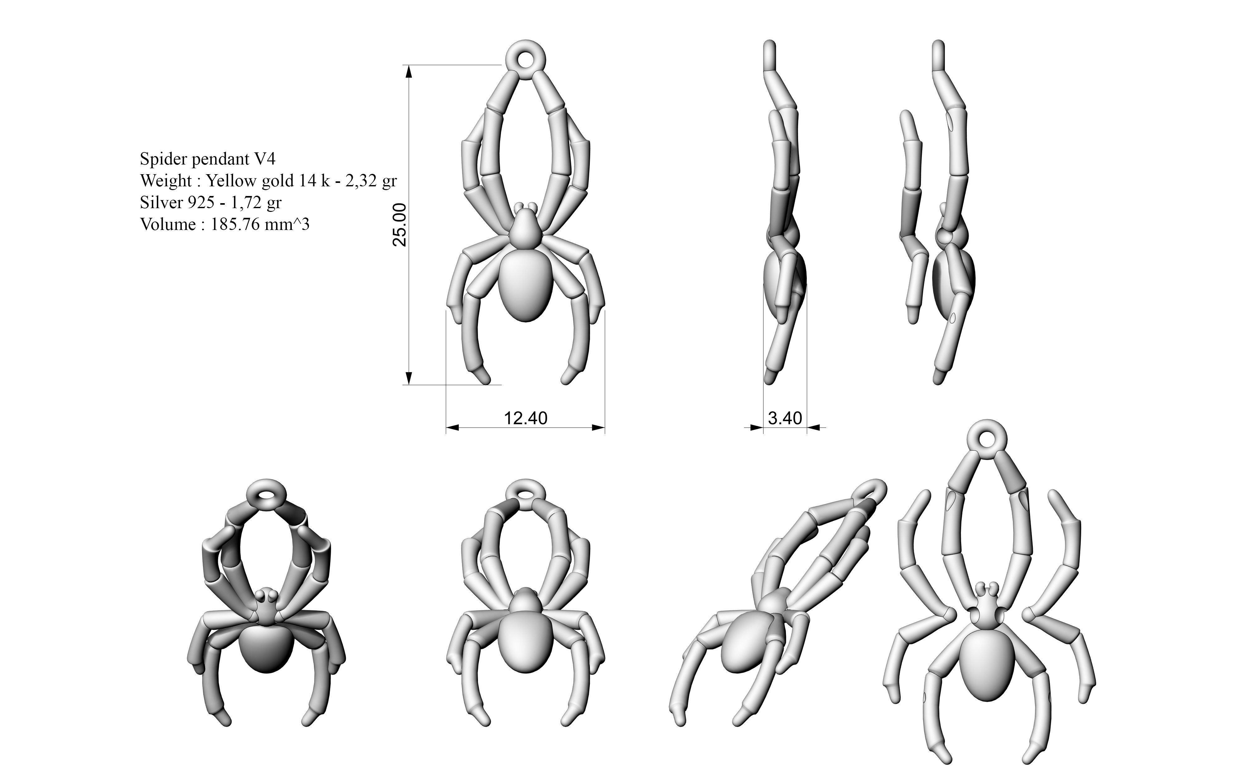 Spider pendant V4 3D print model_1