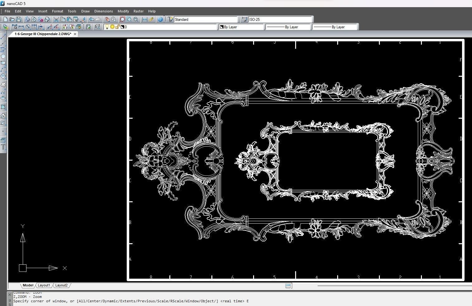 Mirror George III Chippendale  doll house scale 1-12 1-6 3D print model_6