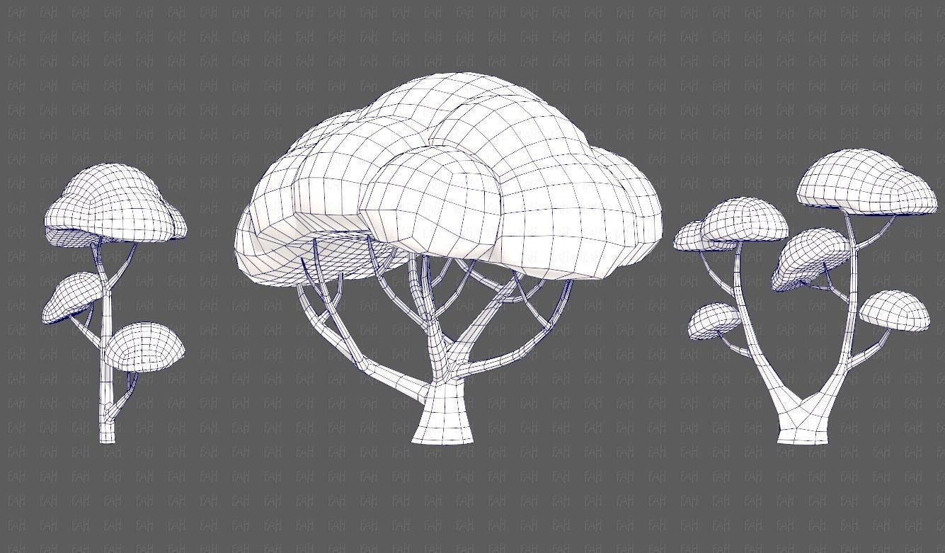 Trees Cartoon V50 Low-poly 3D model_32
