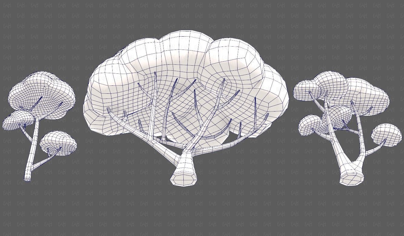 Trees Cartoon V50 Low-poly 3D model_40