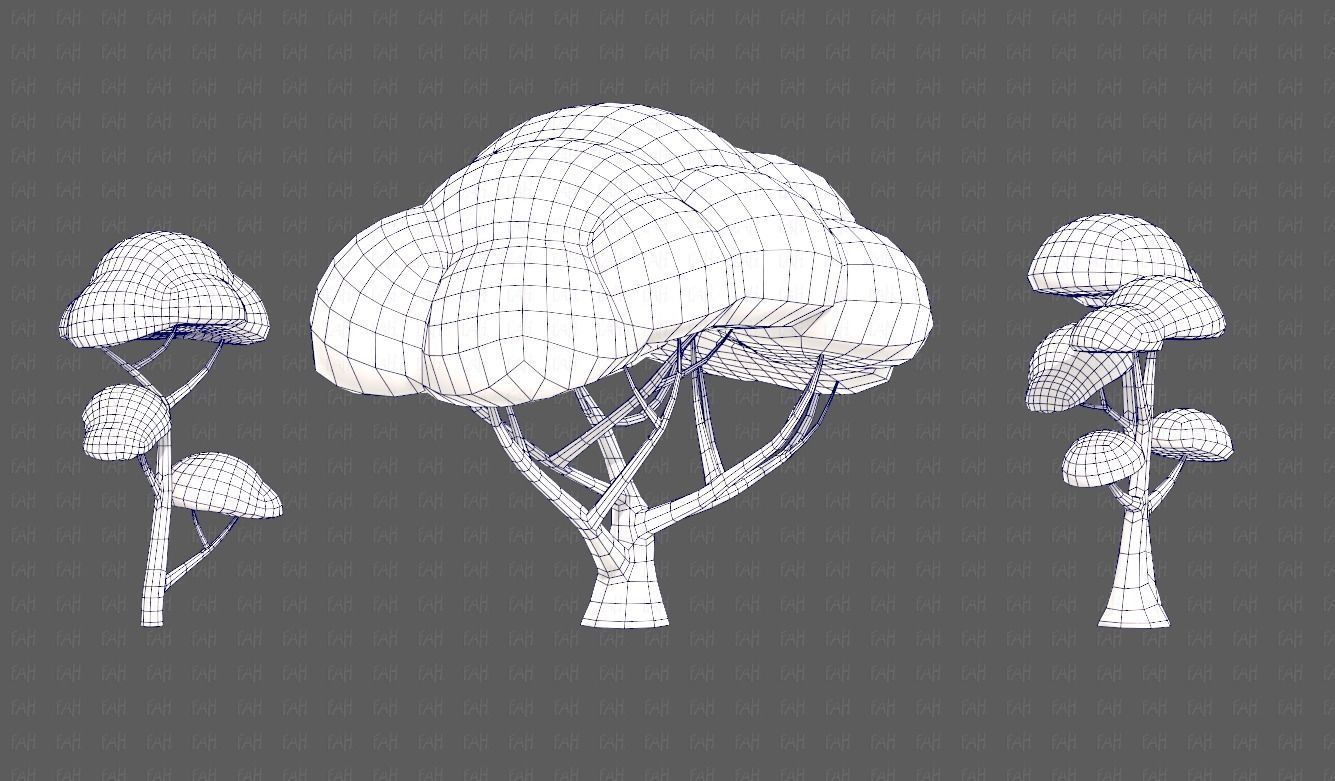 Trees Cartoon V50 Low-poly 3D model_26