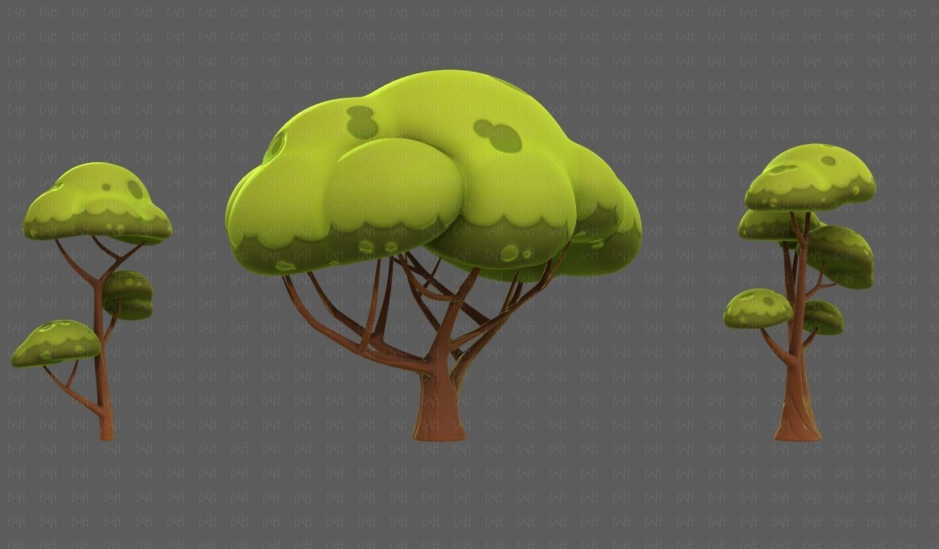 Trees Cartoon V50 Low-poly 3D model_6