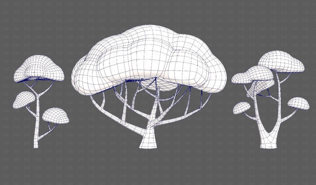 Trees Cartoon V50 Low-poly 3D model_9