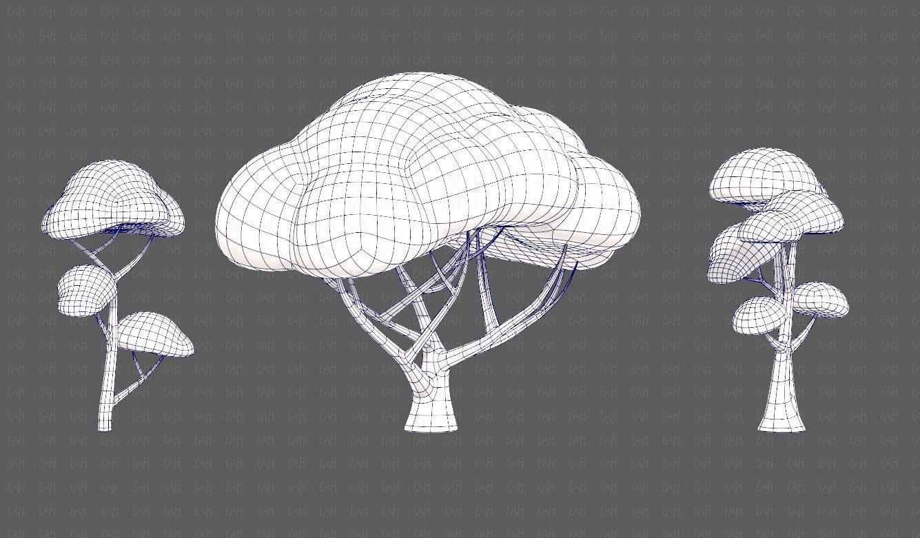 Trees Cartoon V50 Low-poly 3D model_10