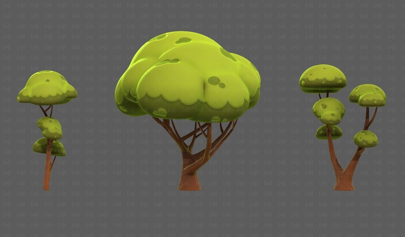 Trees Cartoon V50 Low-poly 3D model_3