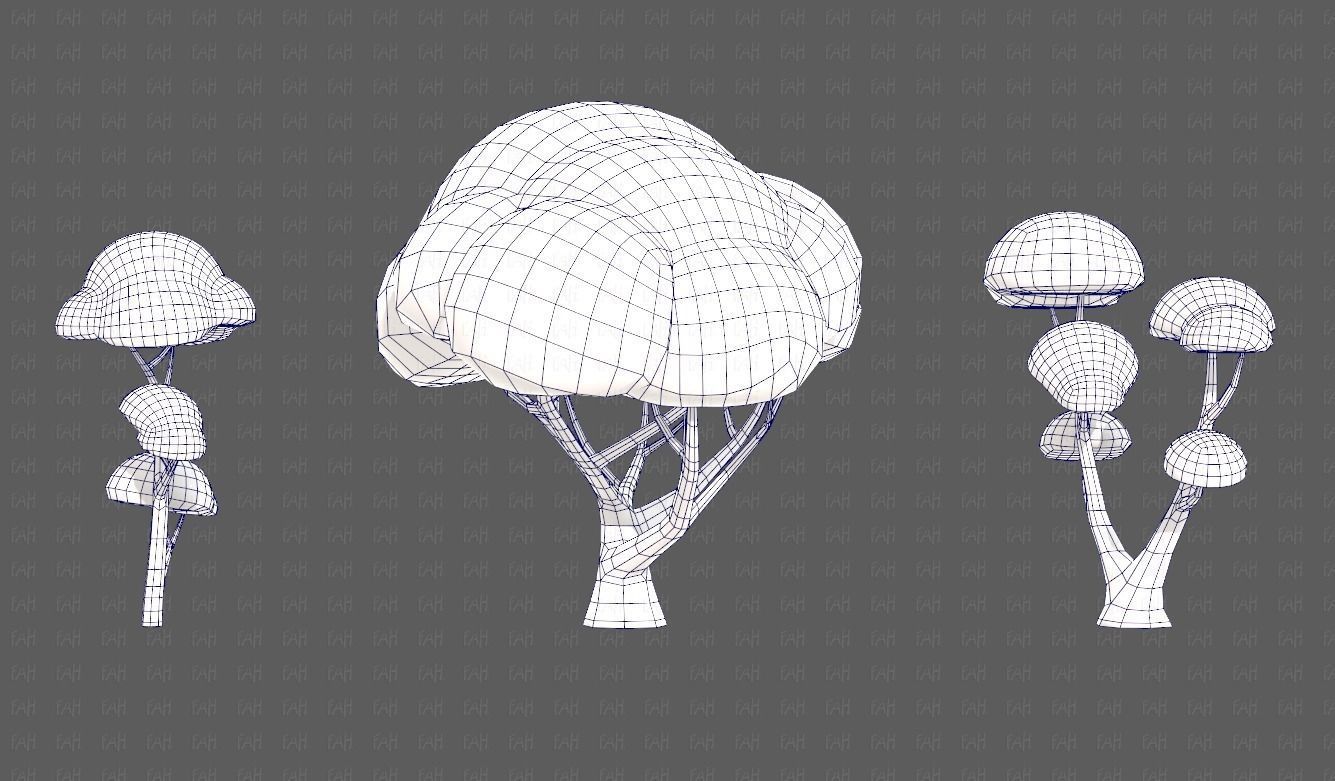 Trees Cartoon V50 Low-poly 3D model_27