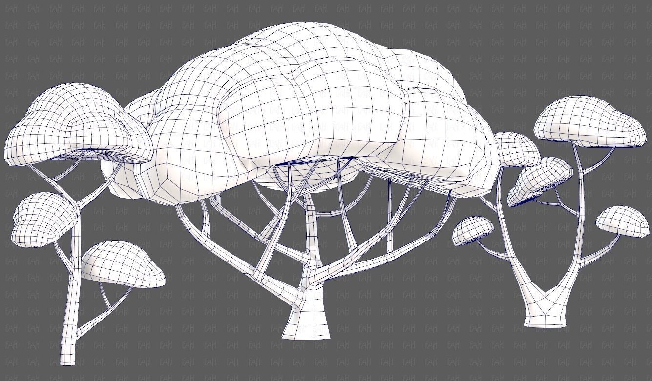 Trees Cartoon V50 Low-poly 3D model_44