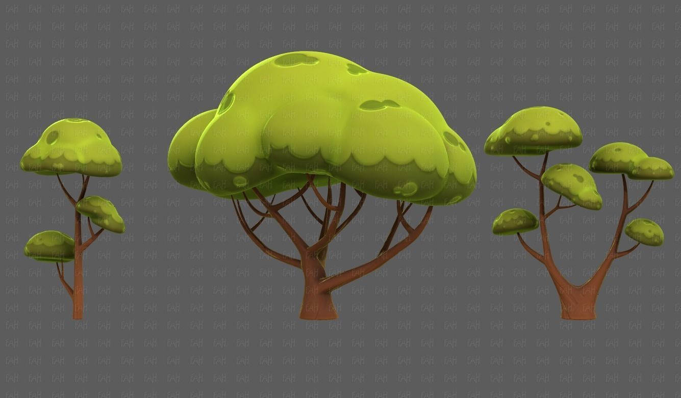Trees Cartoon V50 Low-poly 3D model_4