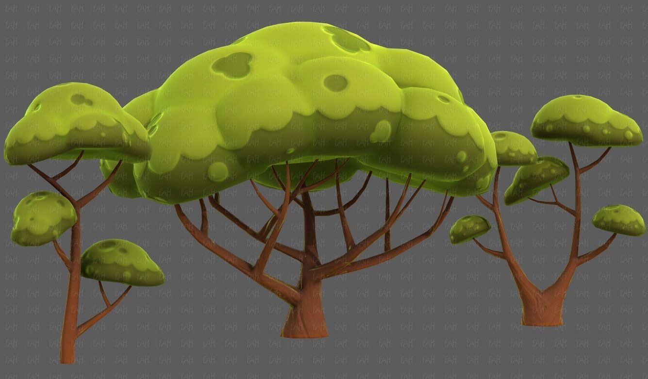 Trees Cartoon V50 Low-poly 3D model_43