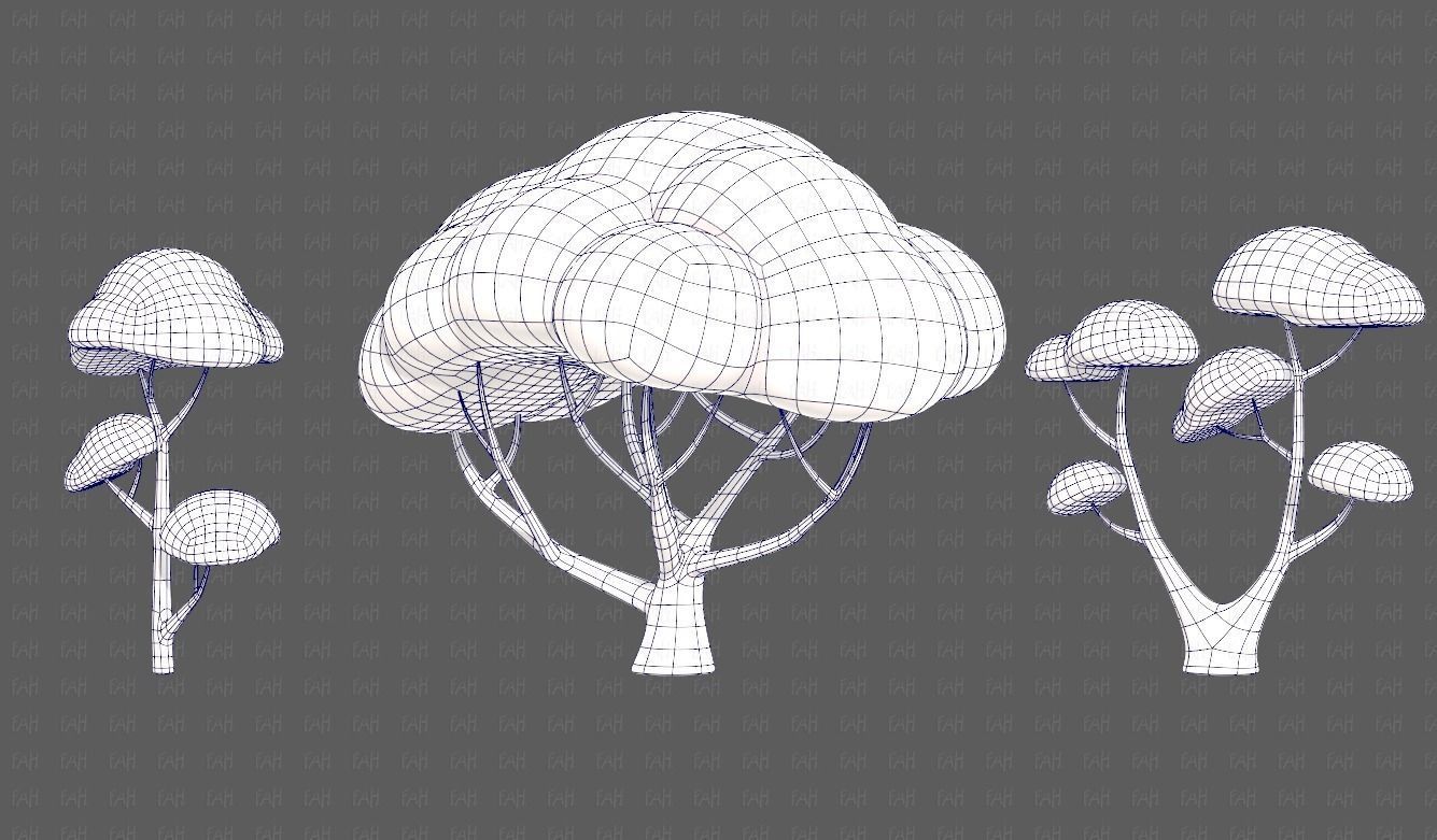 Trees Cartoon V50 Low-poly 3D model_16