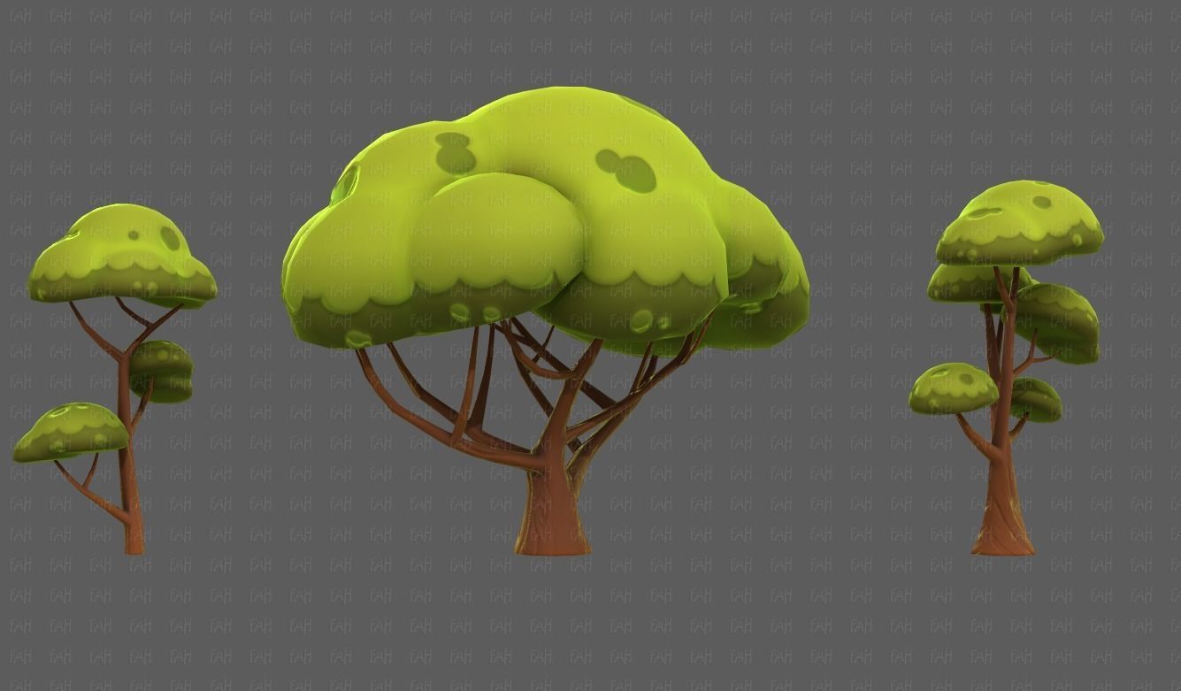 Trees Cartoon V50 Low-poly 3D model_22