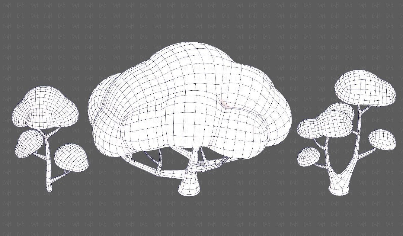 Trees Cartoon V50 Low-poly 3D model_34