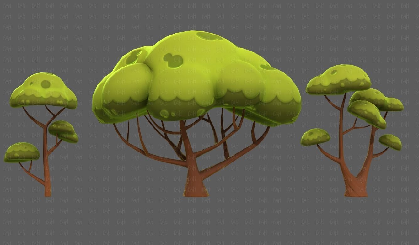 Trees Cartoon V50 Low-poly 3D model_21