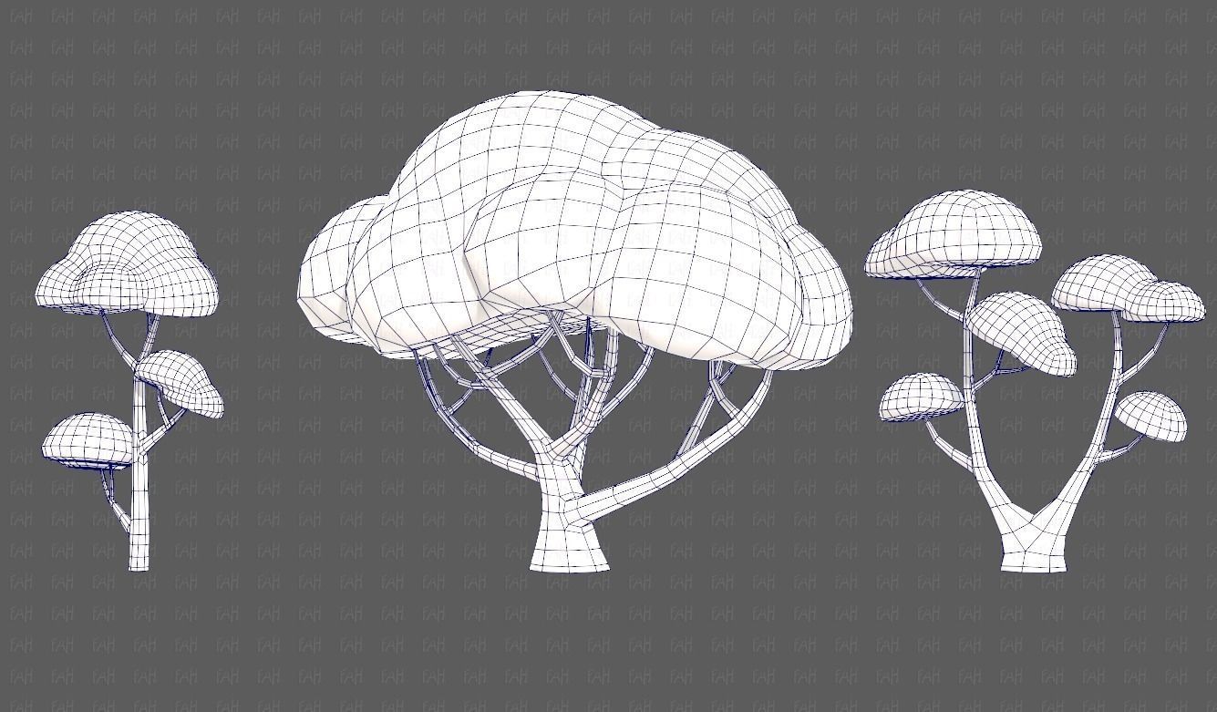 Trees Cartoon V50 Low-poly 3D model_28