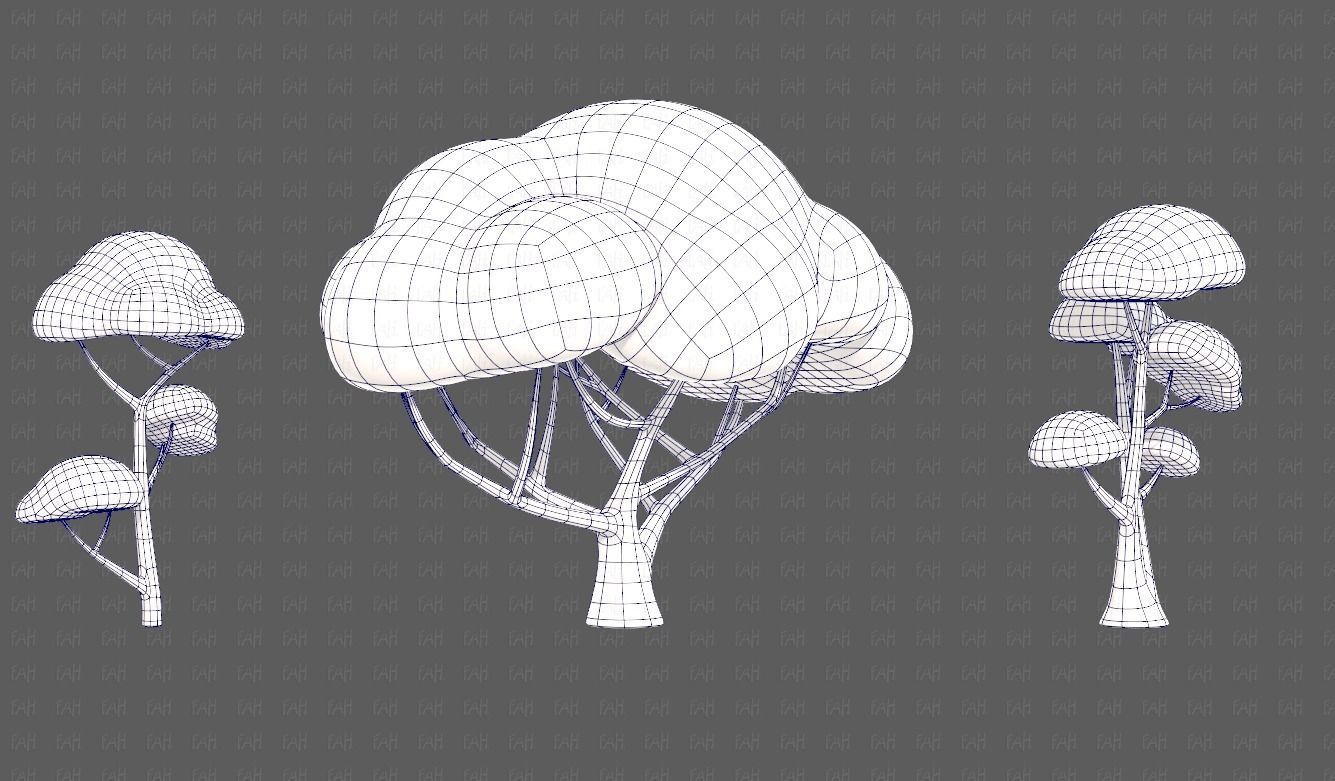 Trees Cartoon V50 Low-poly 3D model_14