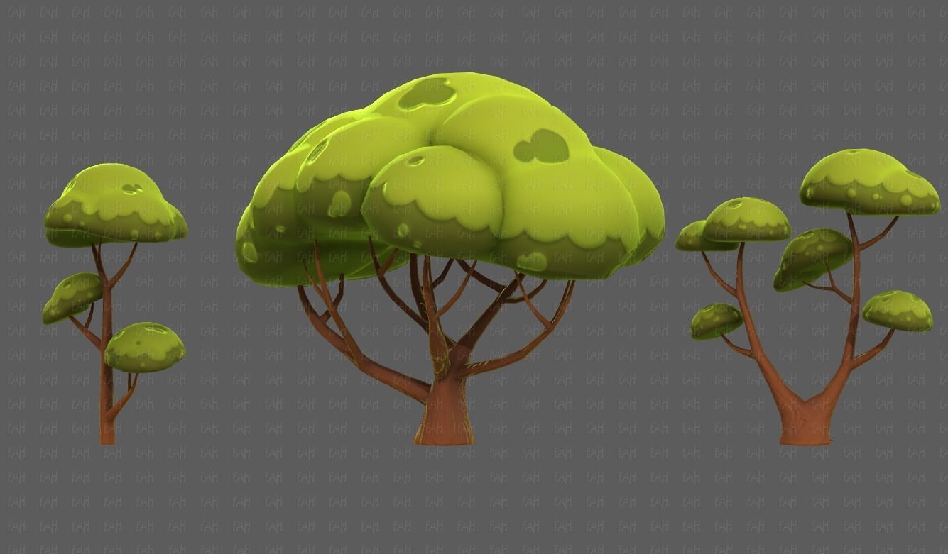 Trees Cartoon V50 Low-poly 3D model_24