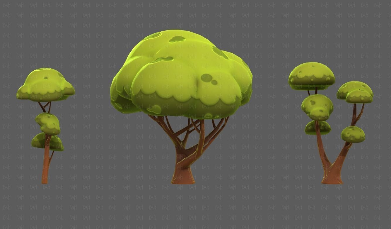 Trees Cartoon V50 Low-poly 3D model_19