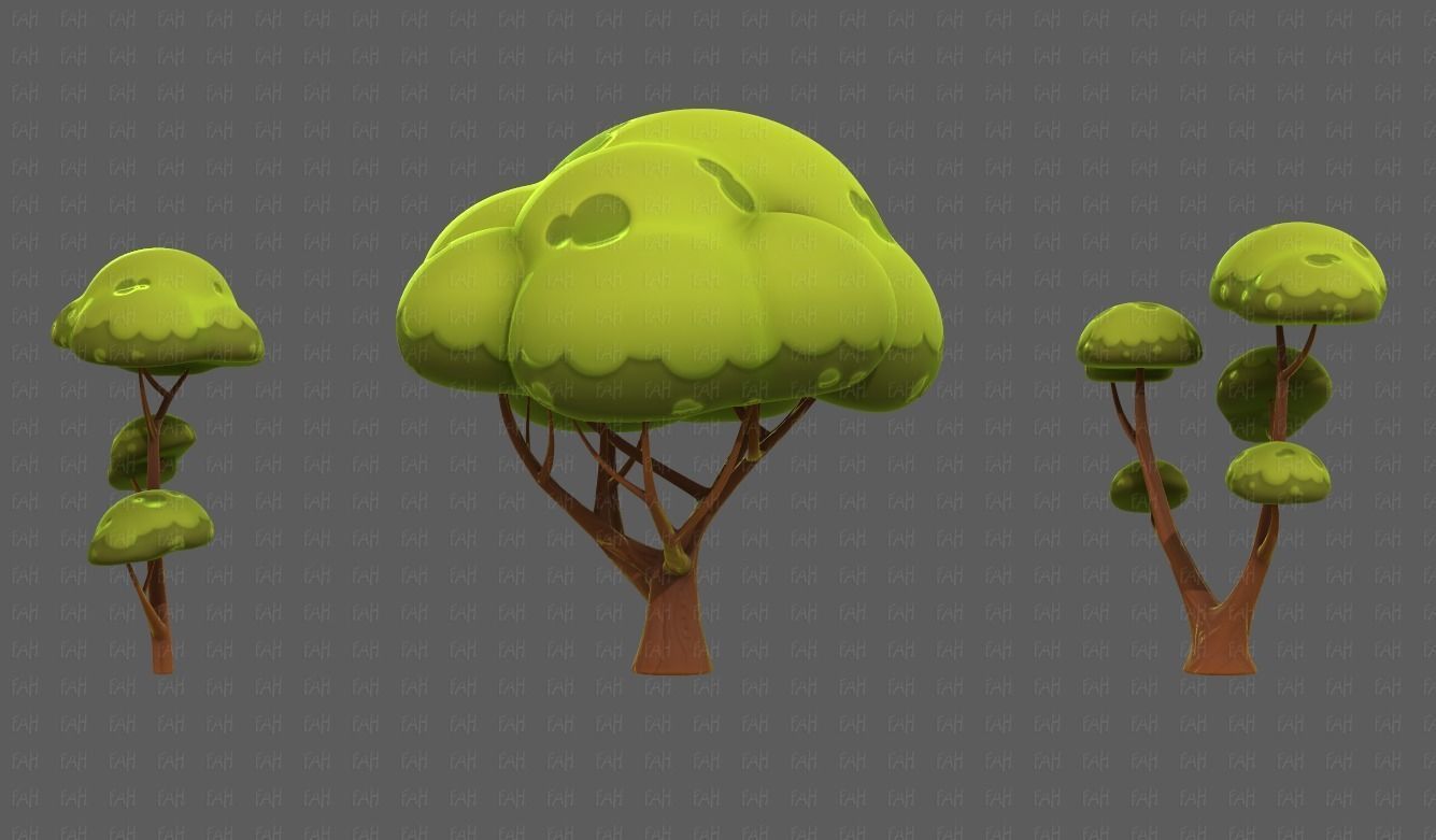 Trees Cartoon V50 Low-poly 3D model_7
