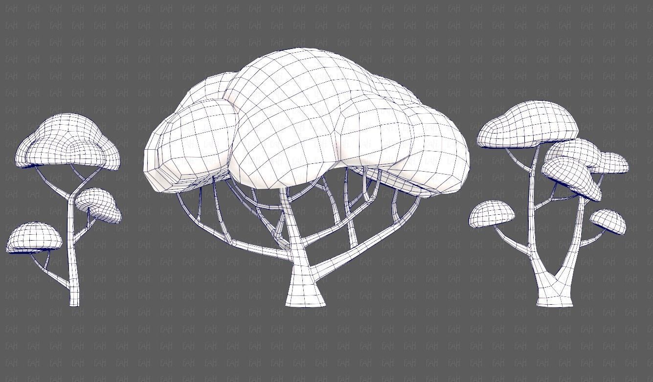 Trees Cartoon V50 Low-poly 3D model_29