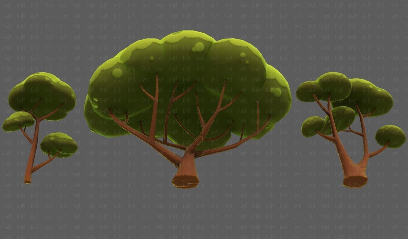 Trees Cartoon V50 Low-poly 3D model_39