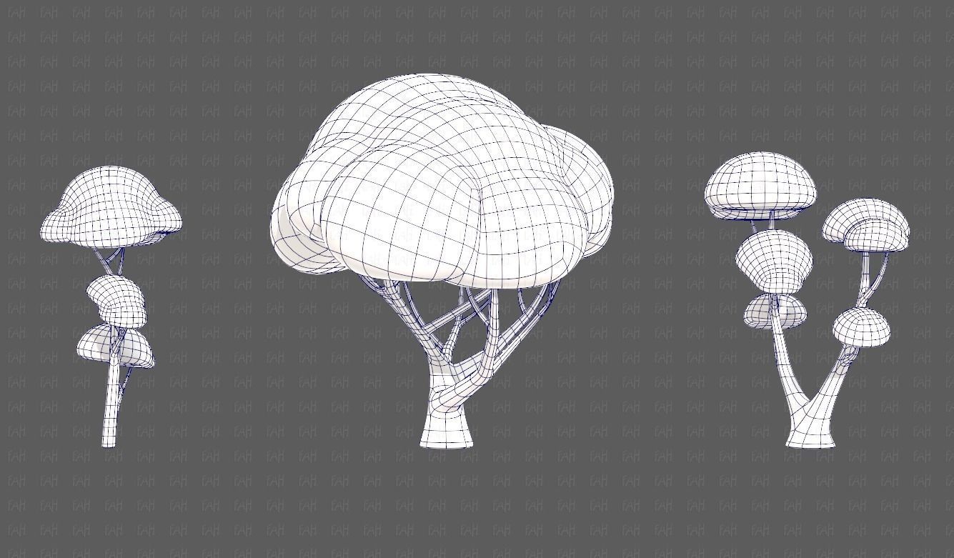 Trees Cartoon V50 Low-poly 3D model_11