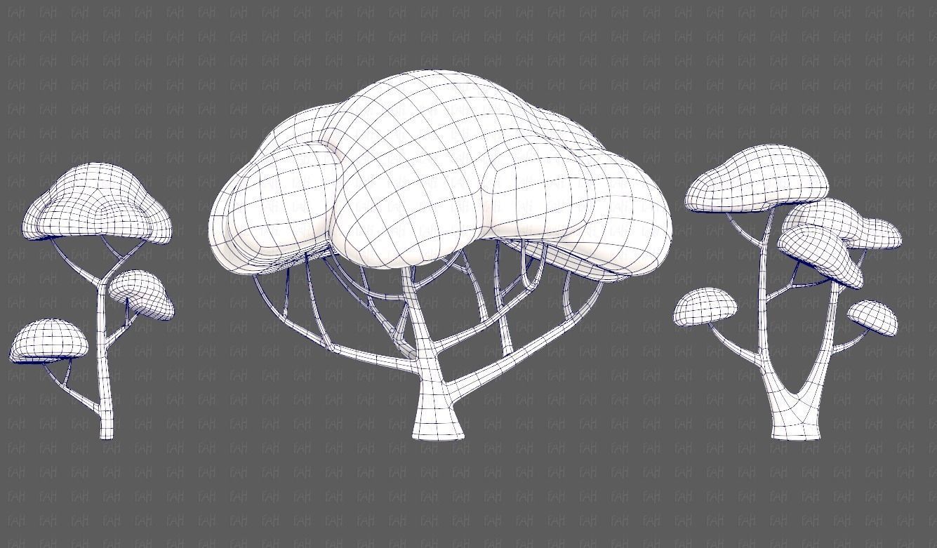 Trees Cartoon V50 Low-poly 3D model_13