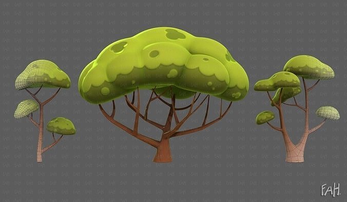 Trees Cartoon V50 Low-poly 3D model