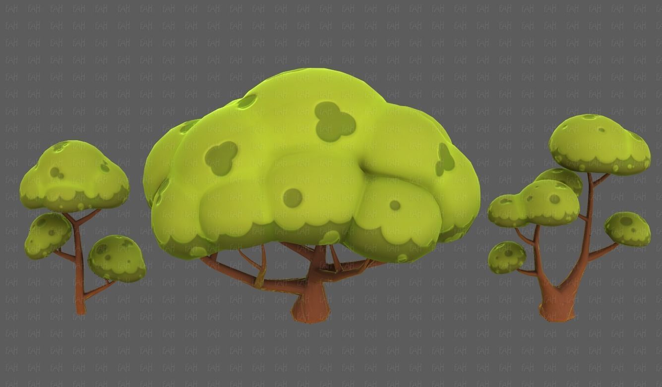 Trees Cartoon V50 Low-poly 3D model_35