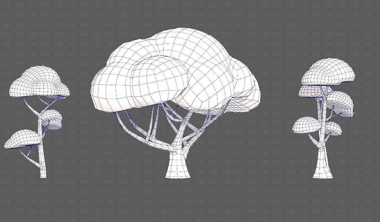Trees Cartoon V50 Low-poly 3D model_30