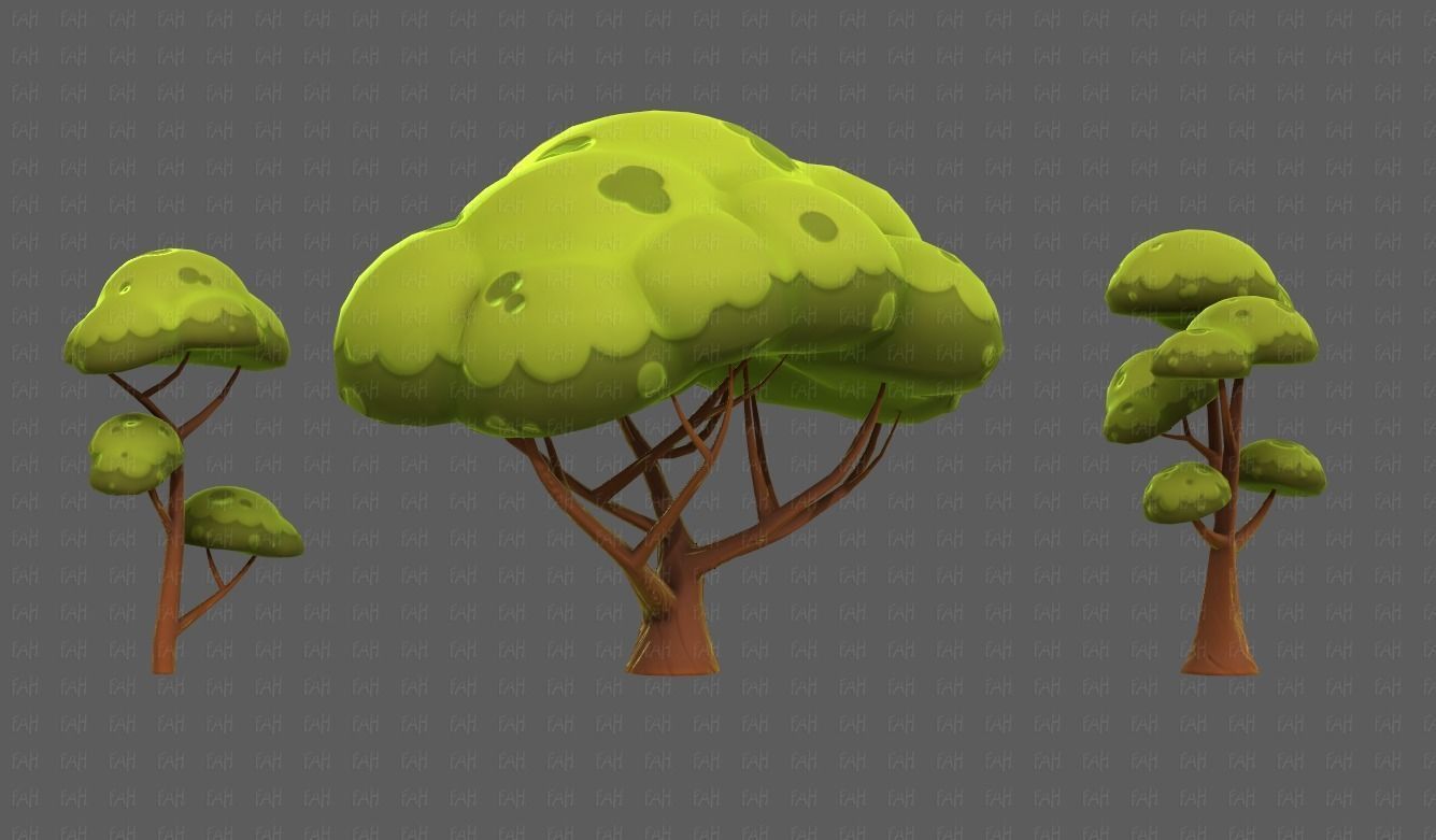 Trees Cartoon V50 Low-poly 3D model_18