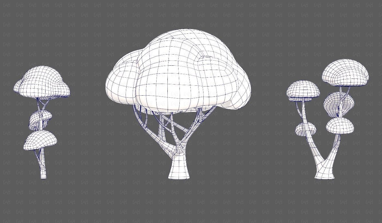Trees Cartoon V50 Low-poly 3D model_15