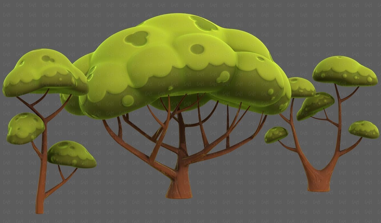Trees Cartoon V50 Low-poly 3D model_41