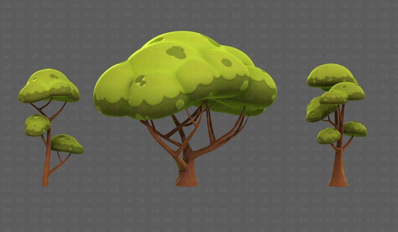 Trees Cartoon V50 Low-poly 3D model_2
