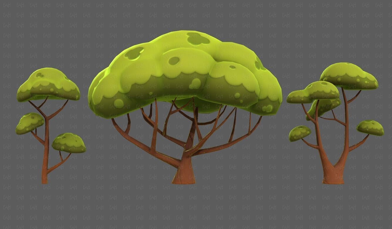 Trees Cartoon V50 Low-poly 3D model_17