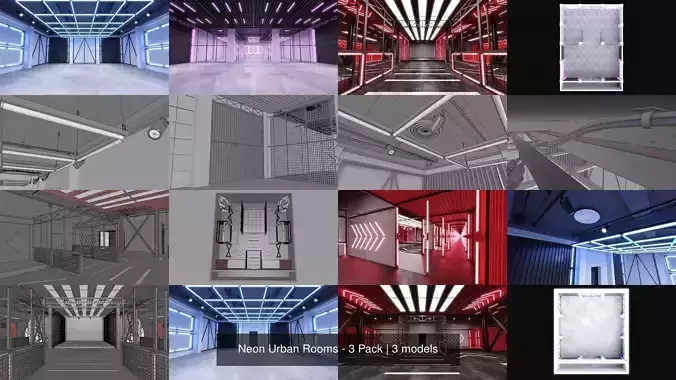 Neon Urban Rooms - 3 Pack