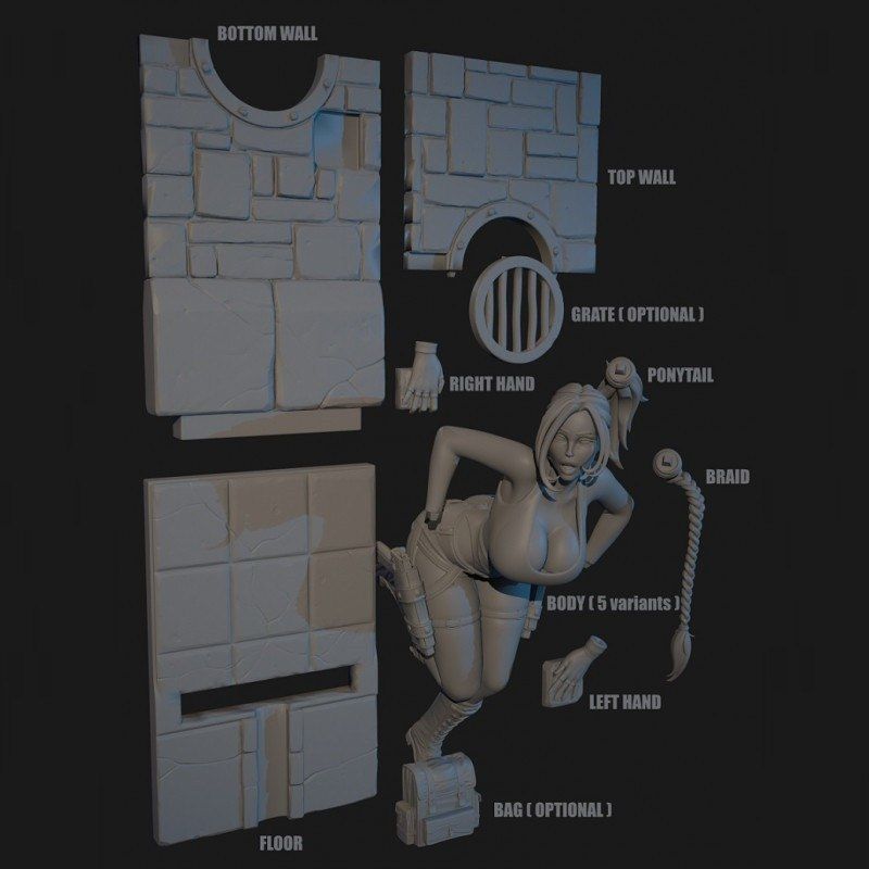 Lara Croft stuck 3D 3D print model_1