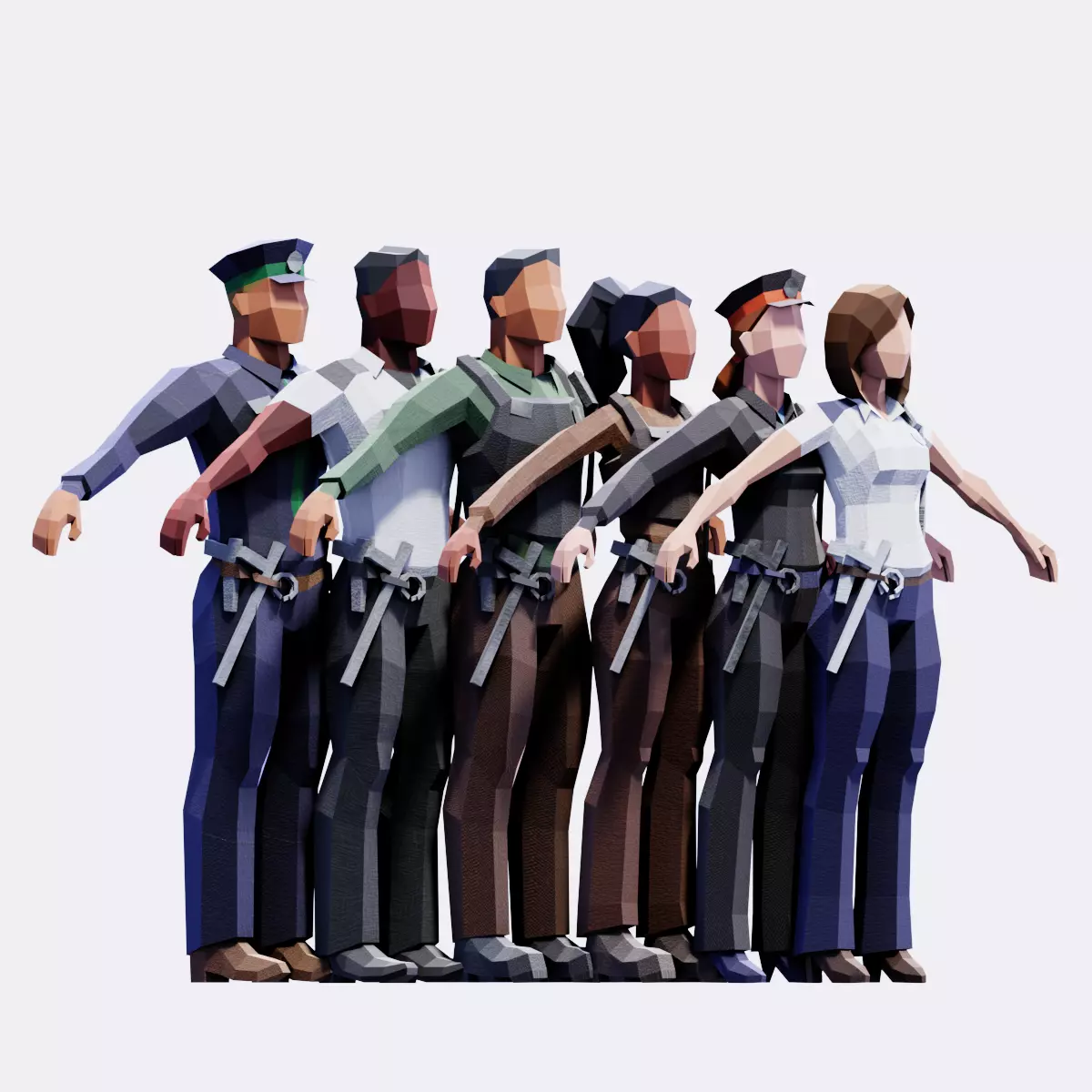 Low Poly Police Officers - Animated and Rigged Low-poly 3D model