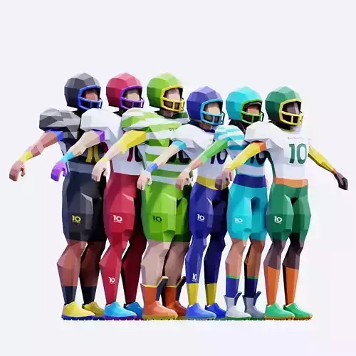 American Football Players - Animated and Rigged Low-poly 3D model