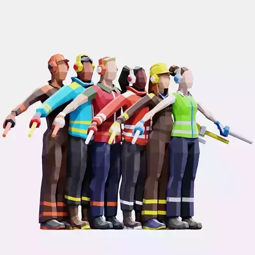 Airport Ground Crew - Animated and Rigged Low-poly 3D model