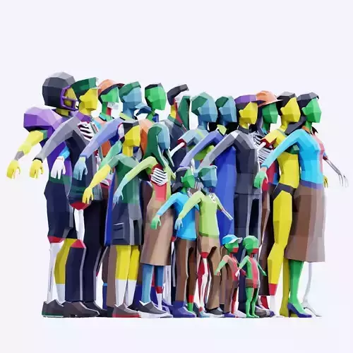 Low Poly Zombies - Animated and Rigged Low-poly 3D model