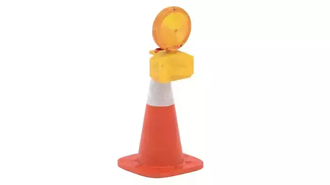 Traffic Cone with Safety Amber Warning Light