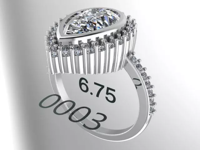 Pear stone Ring 3D print model_0