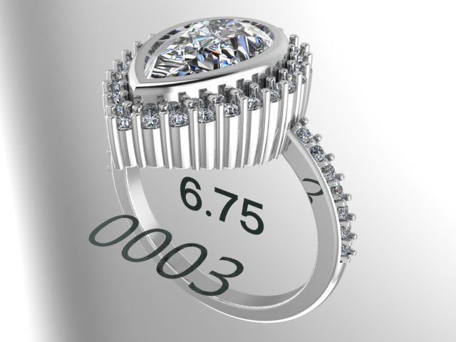 Pear stone Ring 3D print model_1