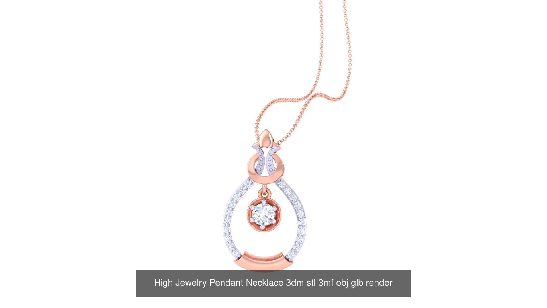 59 High Jewelry Pendant Necklace 3dm stl 3mf obj glb render 3D Model Collection_35