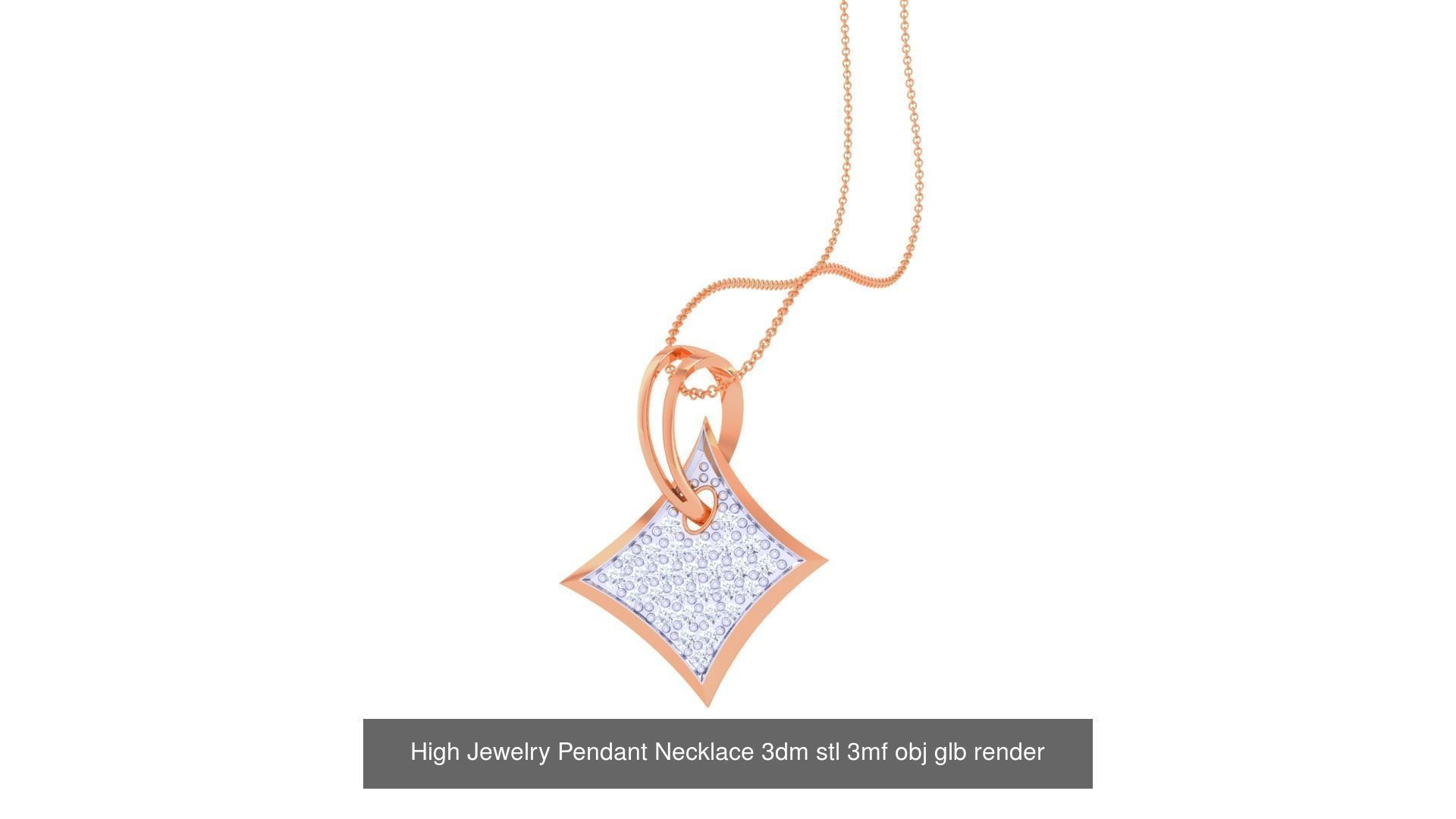 59 High Jewelry Pendant Necklace 3dm stl 3mf obj glb render 3D Model Collection_25