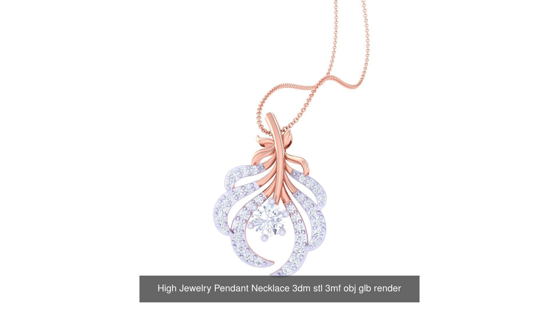 59 High Jewelry Pendant Necklace 3dm stl 3mf obj glb render 3D Model Collection_36