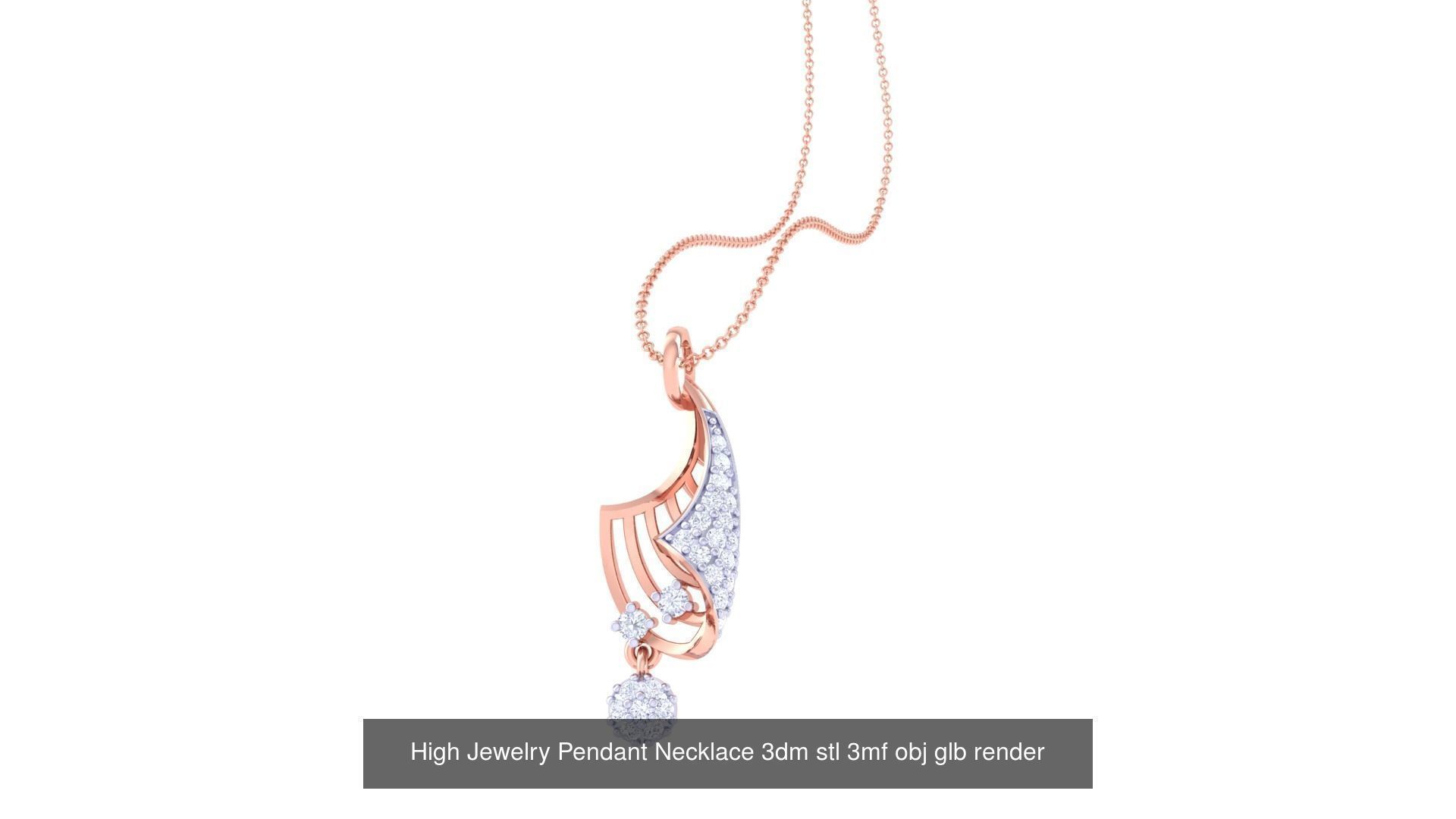 59 High Jewelry Pendant Necklace 3dm stl 3mf obj glb render 3D Model Collection_44