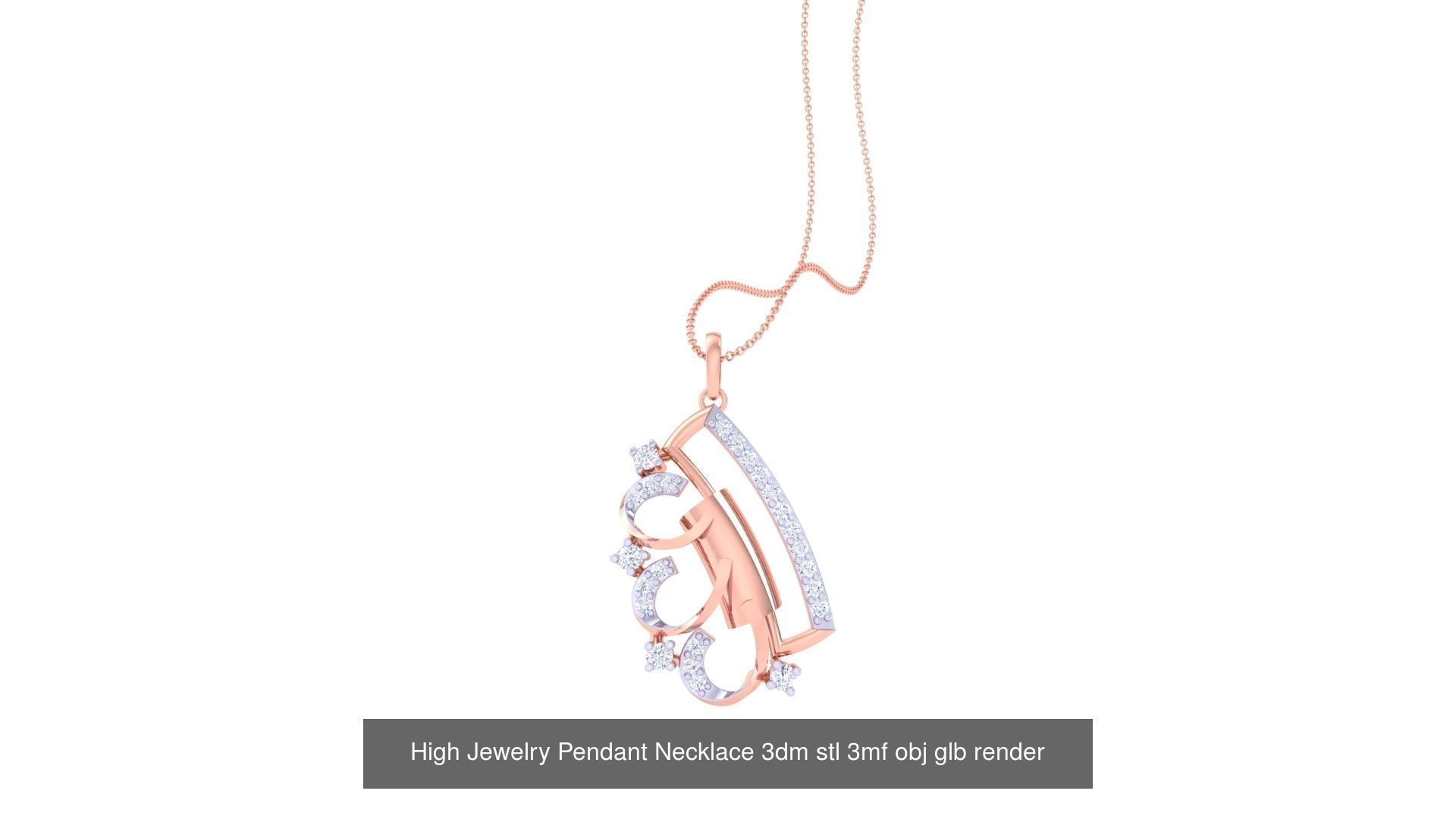 59 High Jewelry Pendant Necklace 3dm stl 3mf obj glb render 3D Model Collection_58